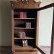 Antieke eiken houten boekenkast, vitrinekast, winkelkast, servieskast.