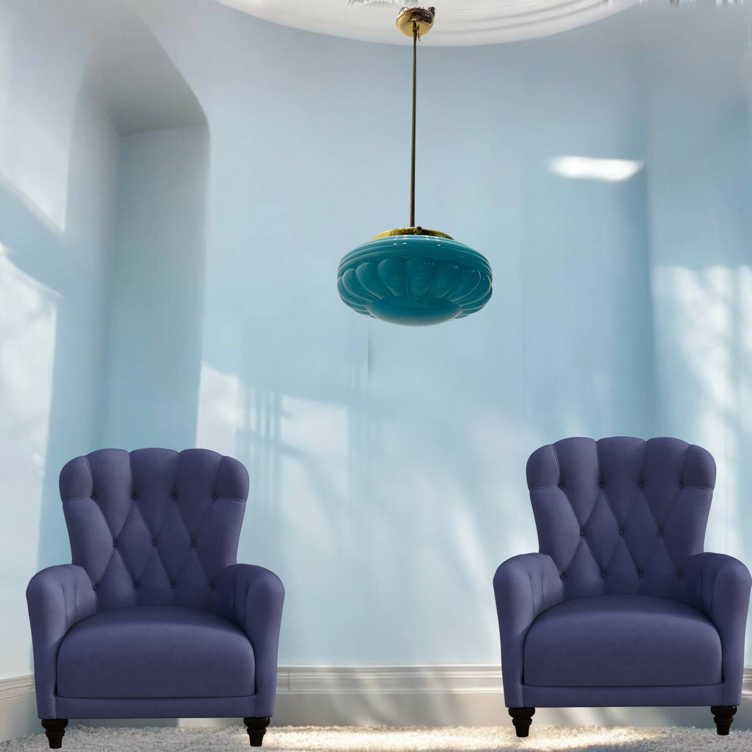 Suspension moderne du milieu du siècle avec influence Art déco