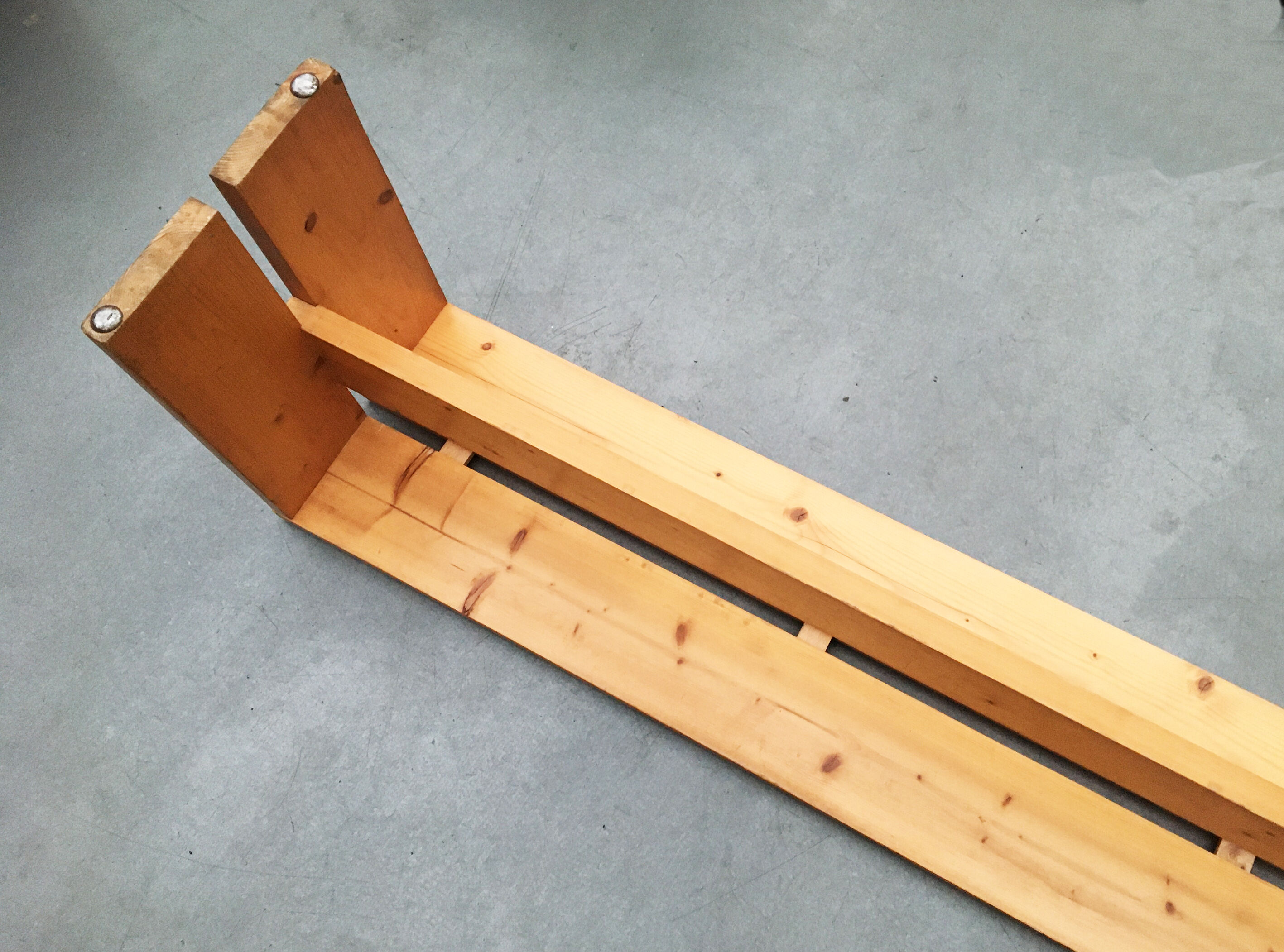 Charlotte Perriand pine bench for Les Arcs, 1960