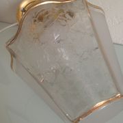 Lantern pendant four sides frosted glass and gold metal art deco / art nouveau