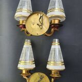 Pair of vintage gold wall sconces France Pierre Gilles Art Deco