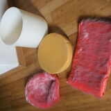 Flashy orange pink moumoute pouf