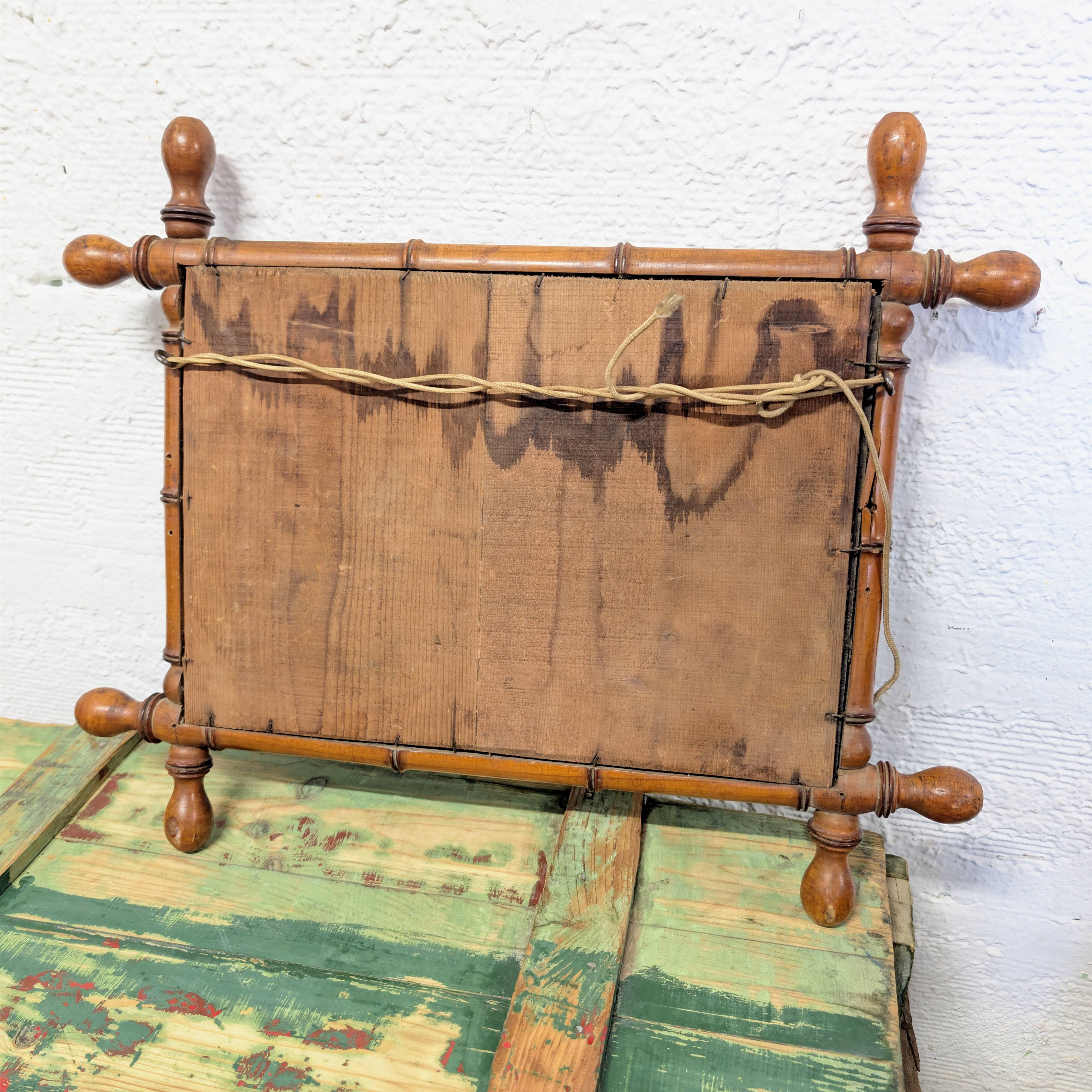 Antique turned wood mirror