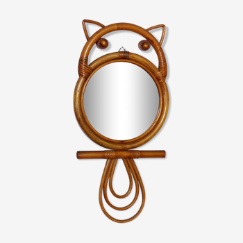 Rattan cat mirror