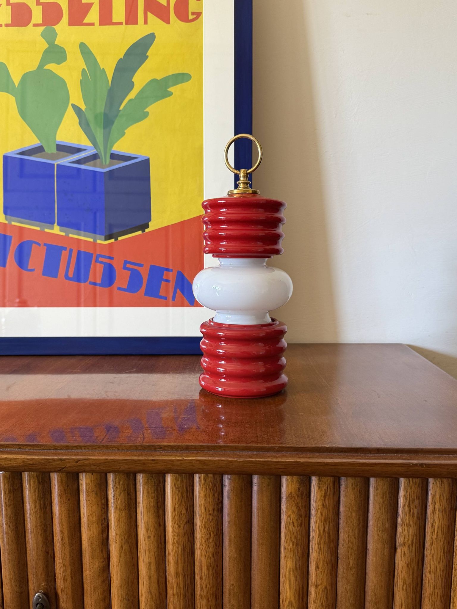 Lampe de table en forme de lanterne de l'ère spatiale, Ceramiche Fiorentine, Italie, années 1970