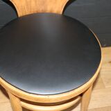 2 baumann chairs, seagull, dark beech, black imitation leather
