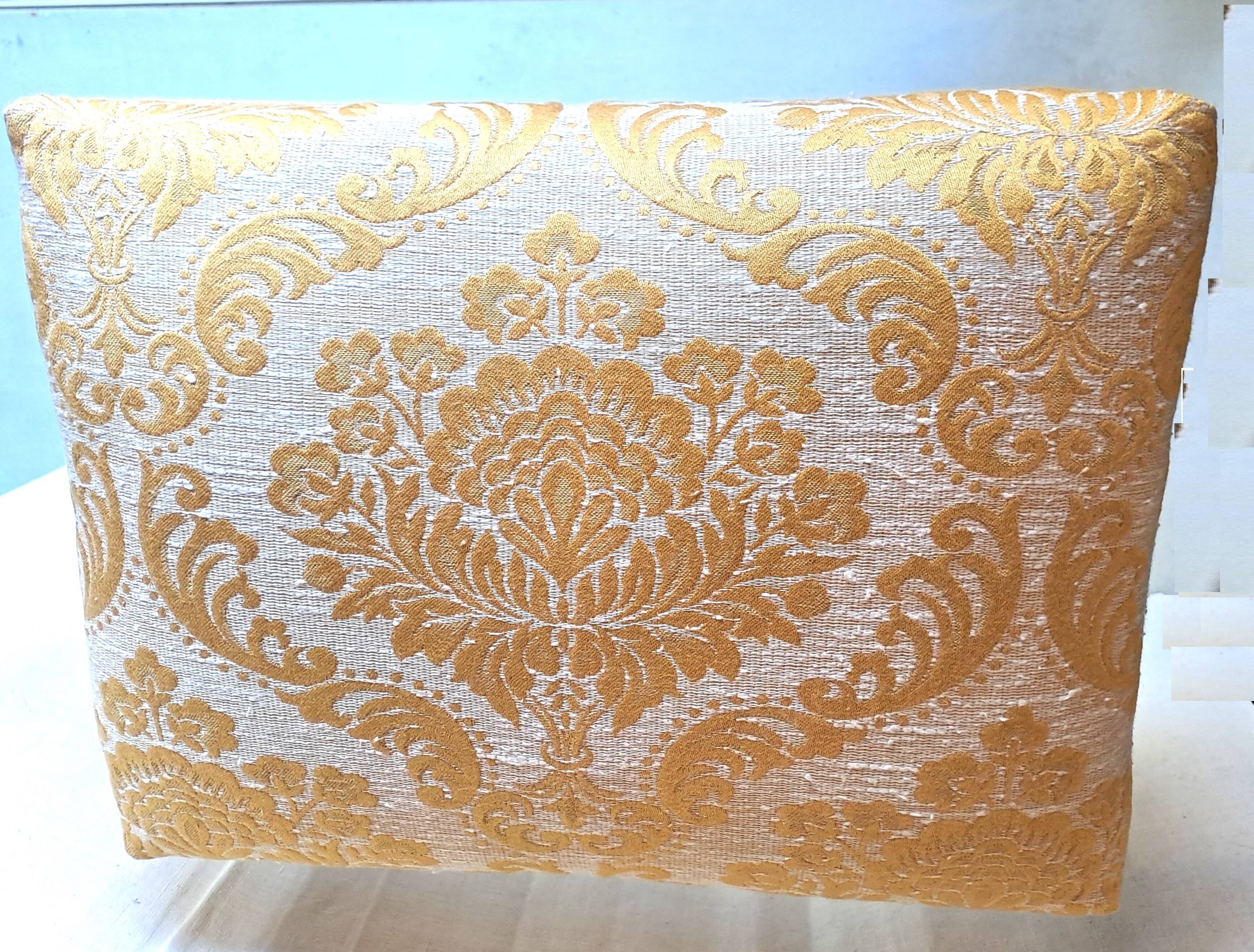 Piano stool in gold wood, Empire style, 19th century upholstery restoration