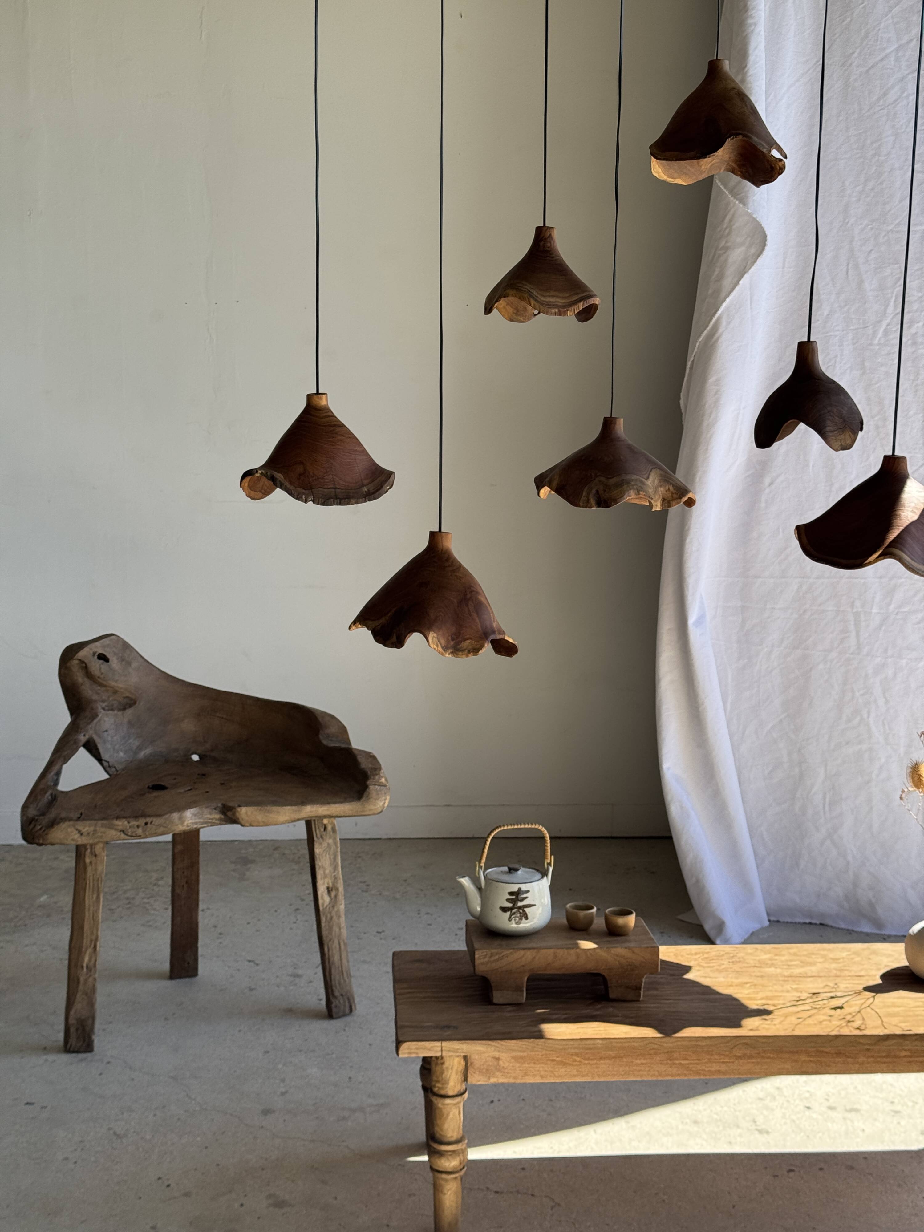 Small suspension in organic teak hat D30 H20