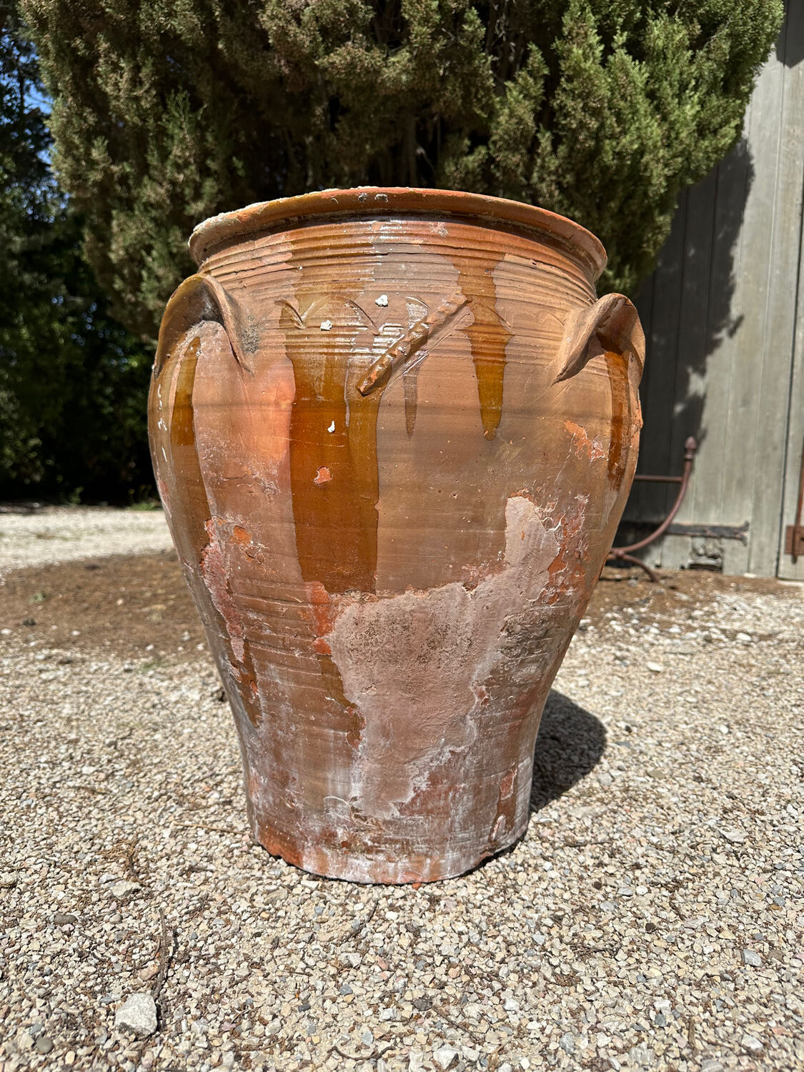 Ancient terracotta pottery jar