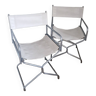 Chaise fauteuil X2 vintage metteur en scène chrome et cuir blanc