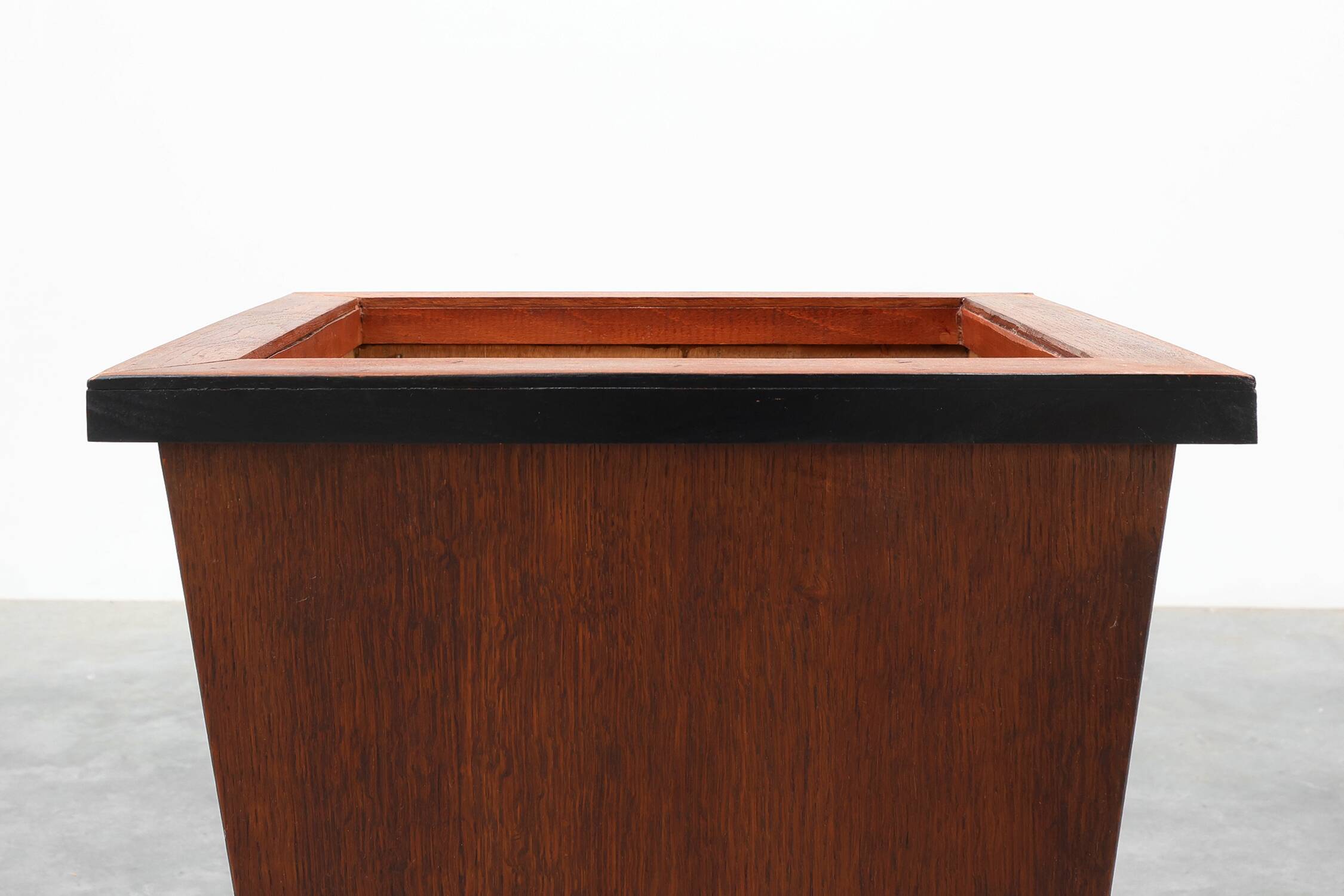 Pair large Art Deco geometric square oak planters, France 1930s