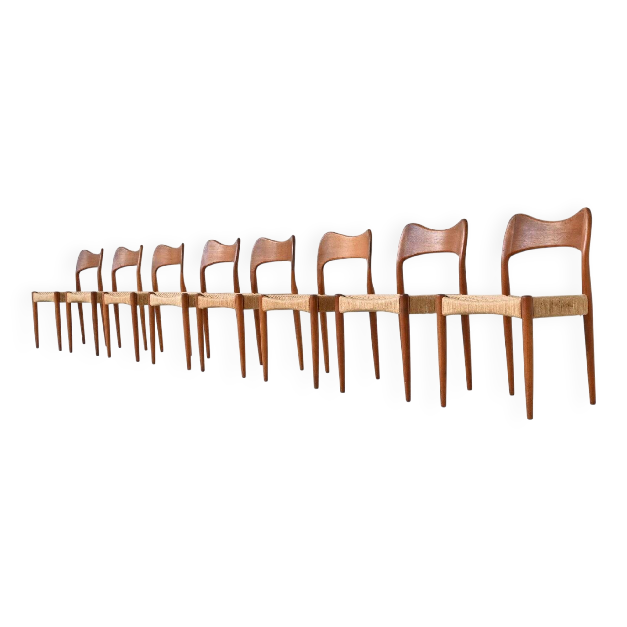 Arne Hovmand Olsen set of eight dining chairs in oak Mogens Kold Denmark 19