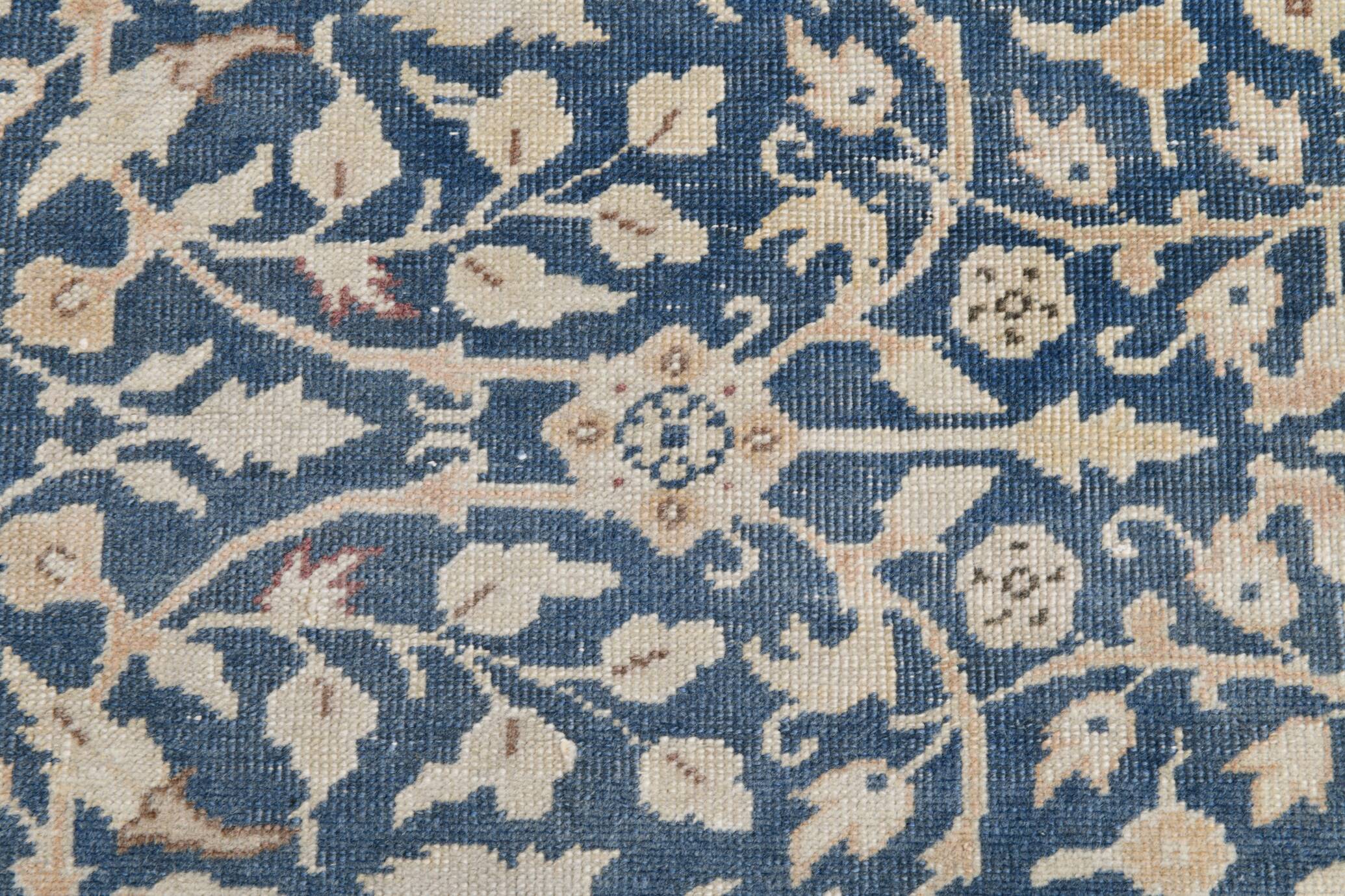 4x7 Navy Blue & Beige Persian Rug 135x204Cm SK 21639