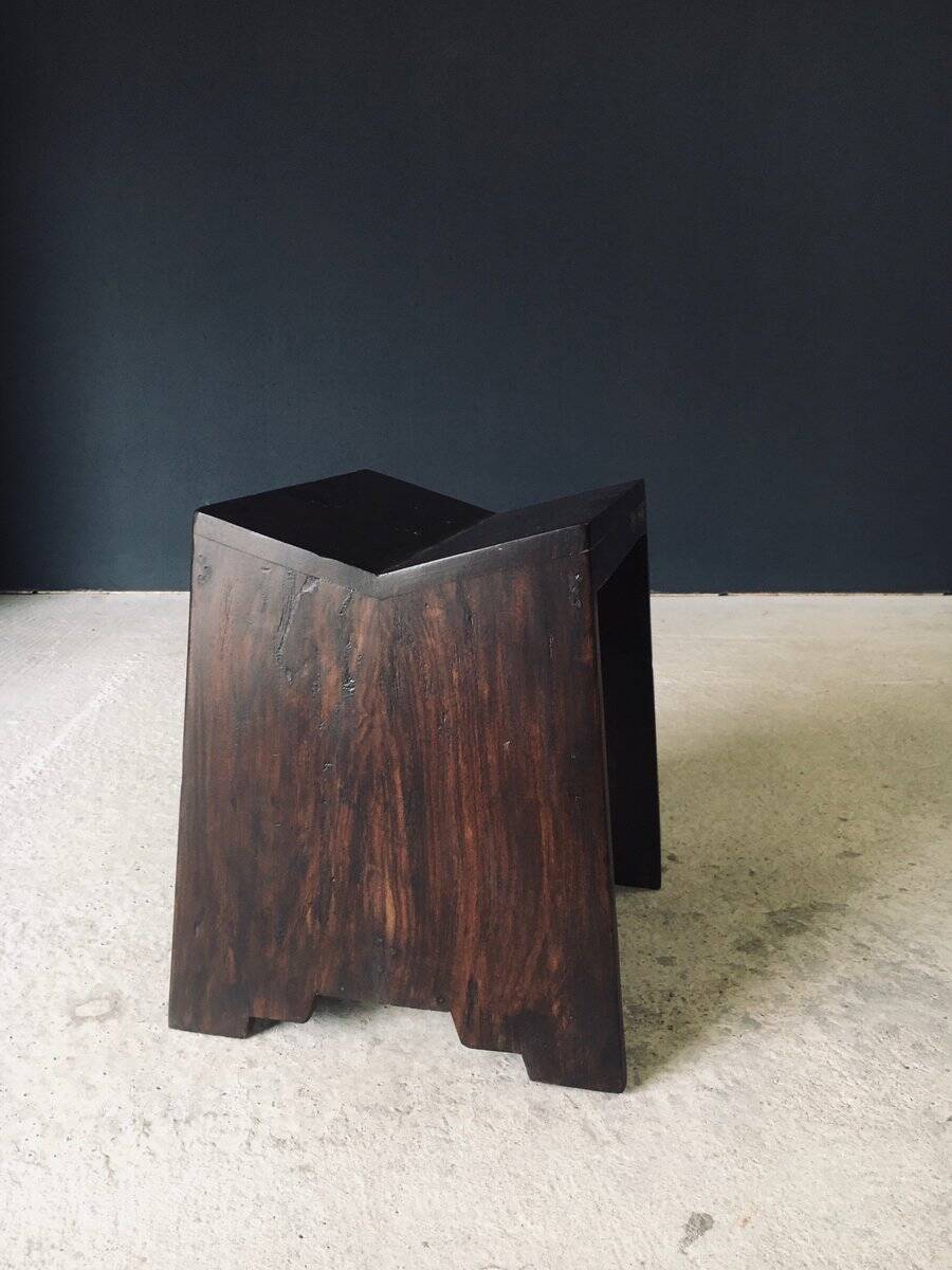 Modernist PJ-SI-68-A Sewing Stools by Pierre Jeanneret for Chandigarh, 1950s, India, Set of 2