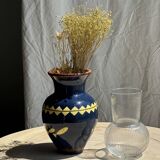 Ribbed glass ball vase