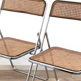 Pair of folding cane chairs