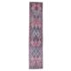1970s Turkish Handmade Wool Diamond Pink Purpler Runner Rug 77x392