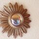 Golden wooden and stucco mirror, France 60s 25cm