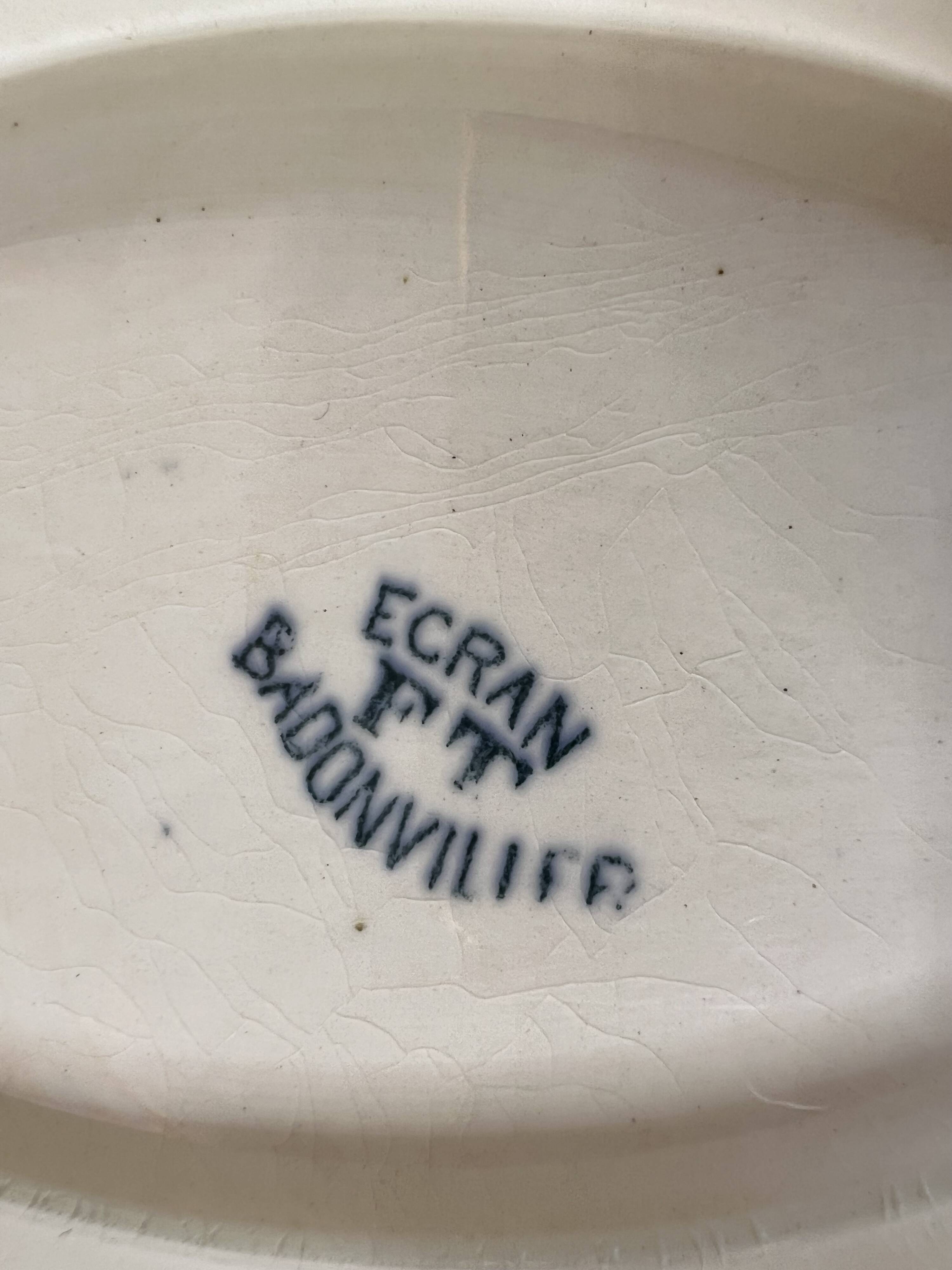 2 Badonviller earthenware dishes with fish decoration, screen model