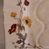 Serving dish, floral decoration, flutes, juice reservoir, English porcelain, Minton