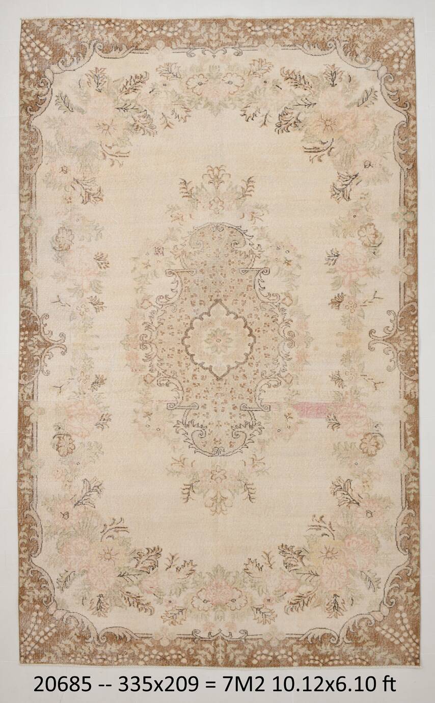 7x11 Large Handmade Wool Vintage Rug, 209x335Cm