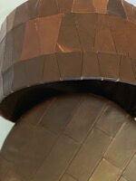 Leather patchwork foot stool and 2 pillows