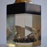 1970 Table lighter with pearl oyster in resin inclusion