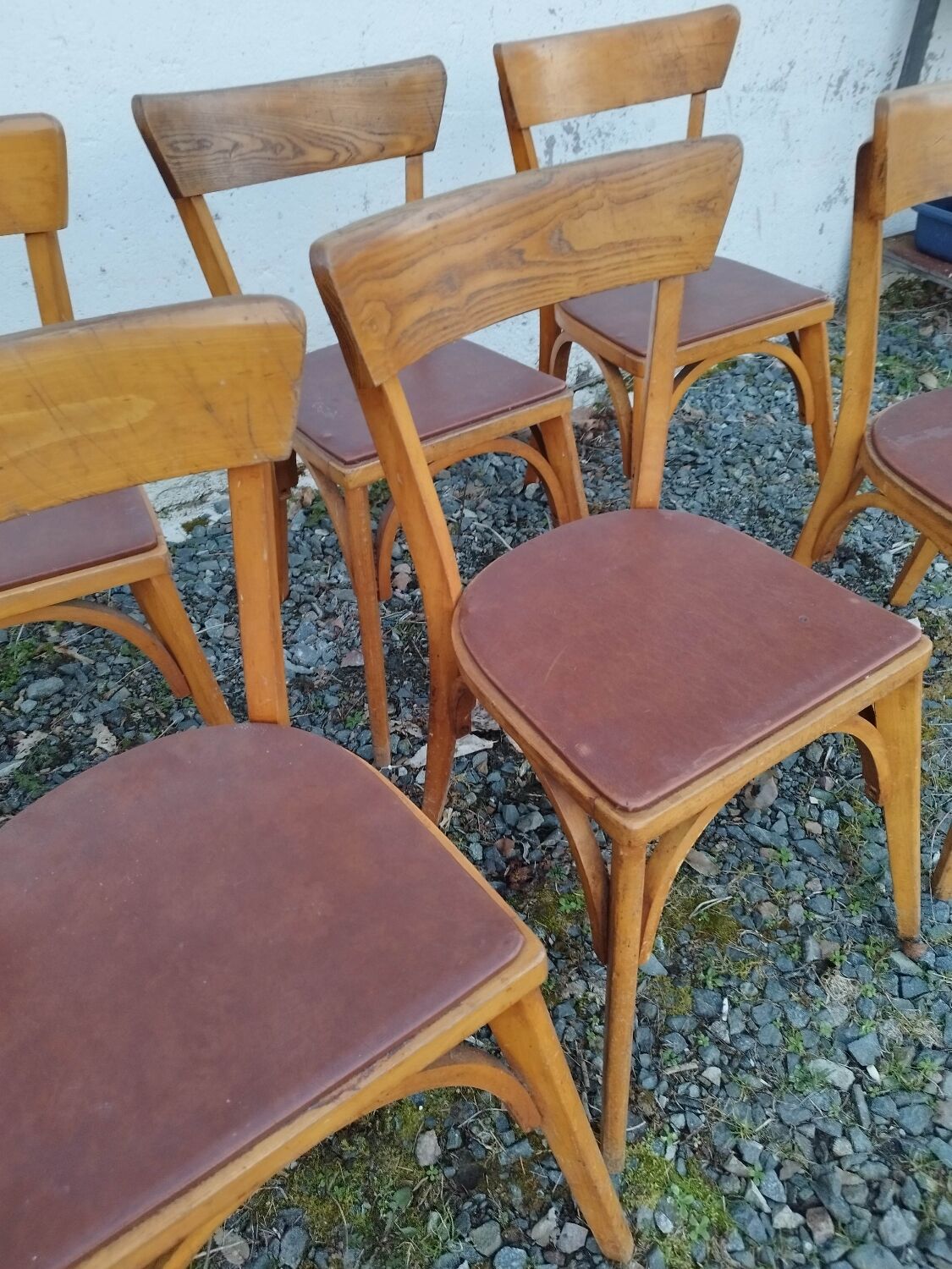 Set of  8 chairs bistro bar kitchen wood