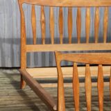 Bed of Guillerme and Chambron solid light oak France 1970