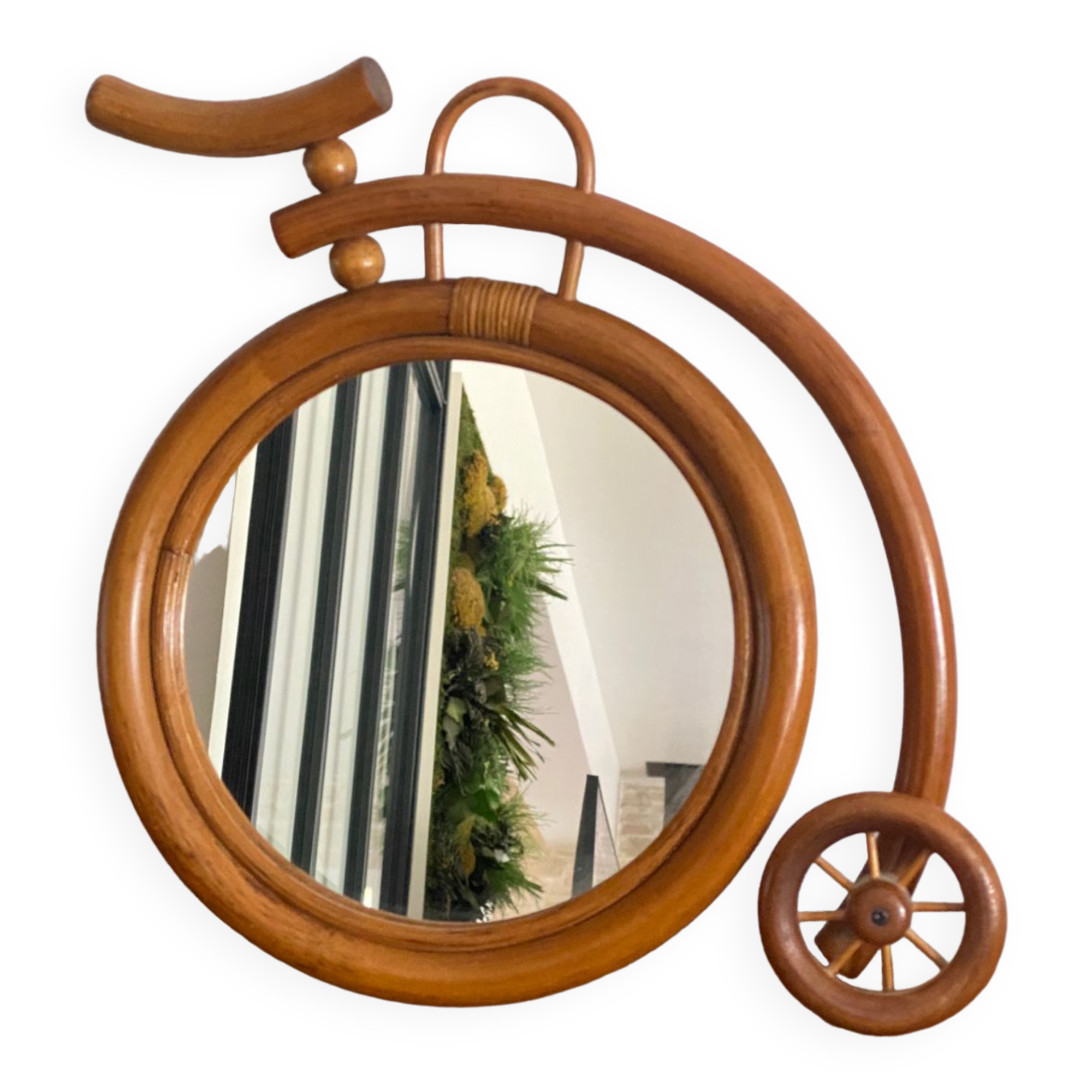 Vintage rattan mirror bike