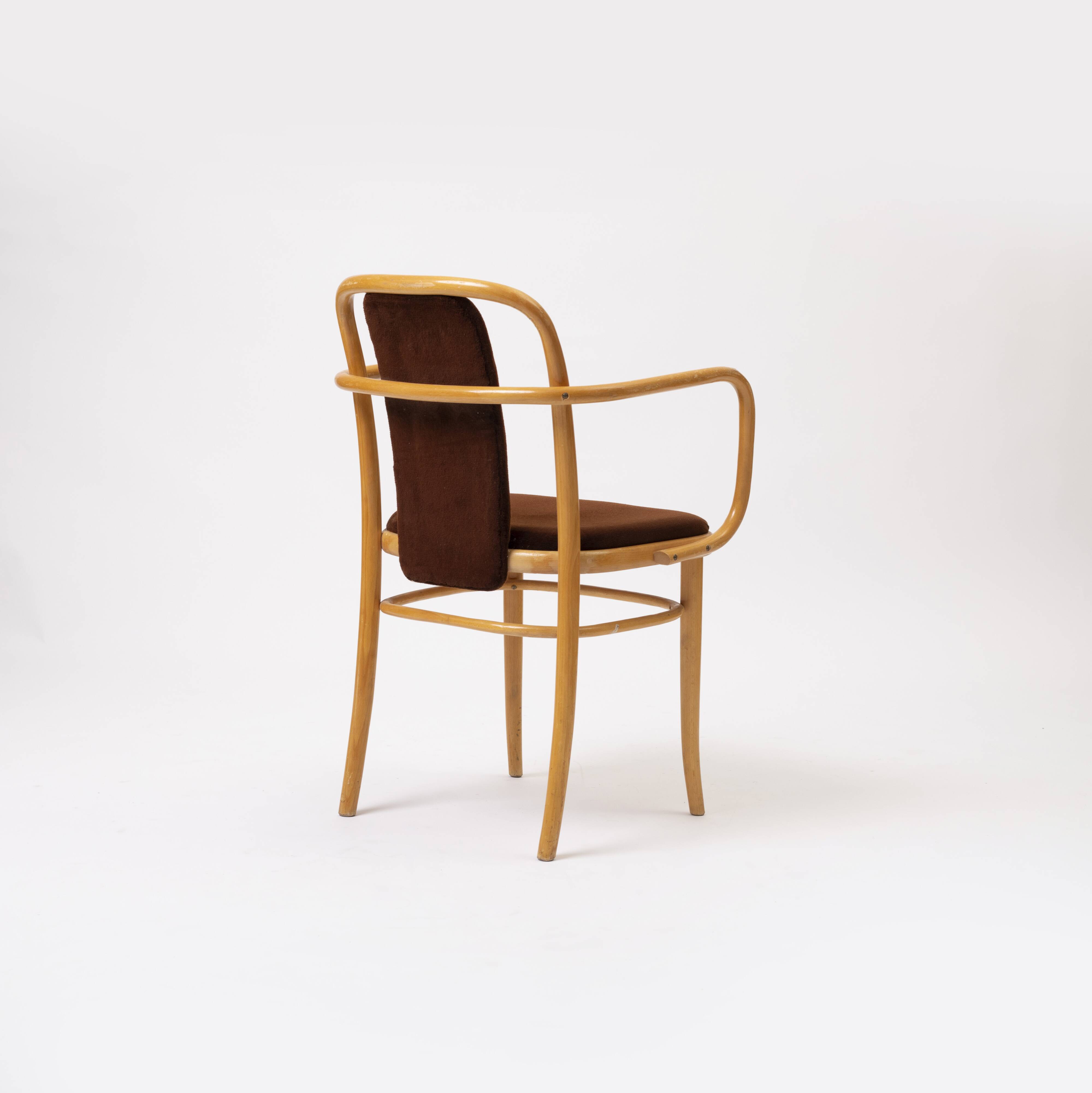 Set o 4 bentwood chairs in brown velvet by TON