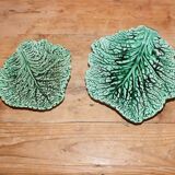 Duo dish dish in Sarreguemines cabbage leaf slip