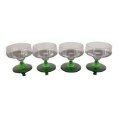 Lot de 4 coupes à champagne sur pied vert, années 60