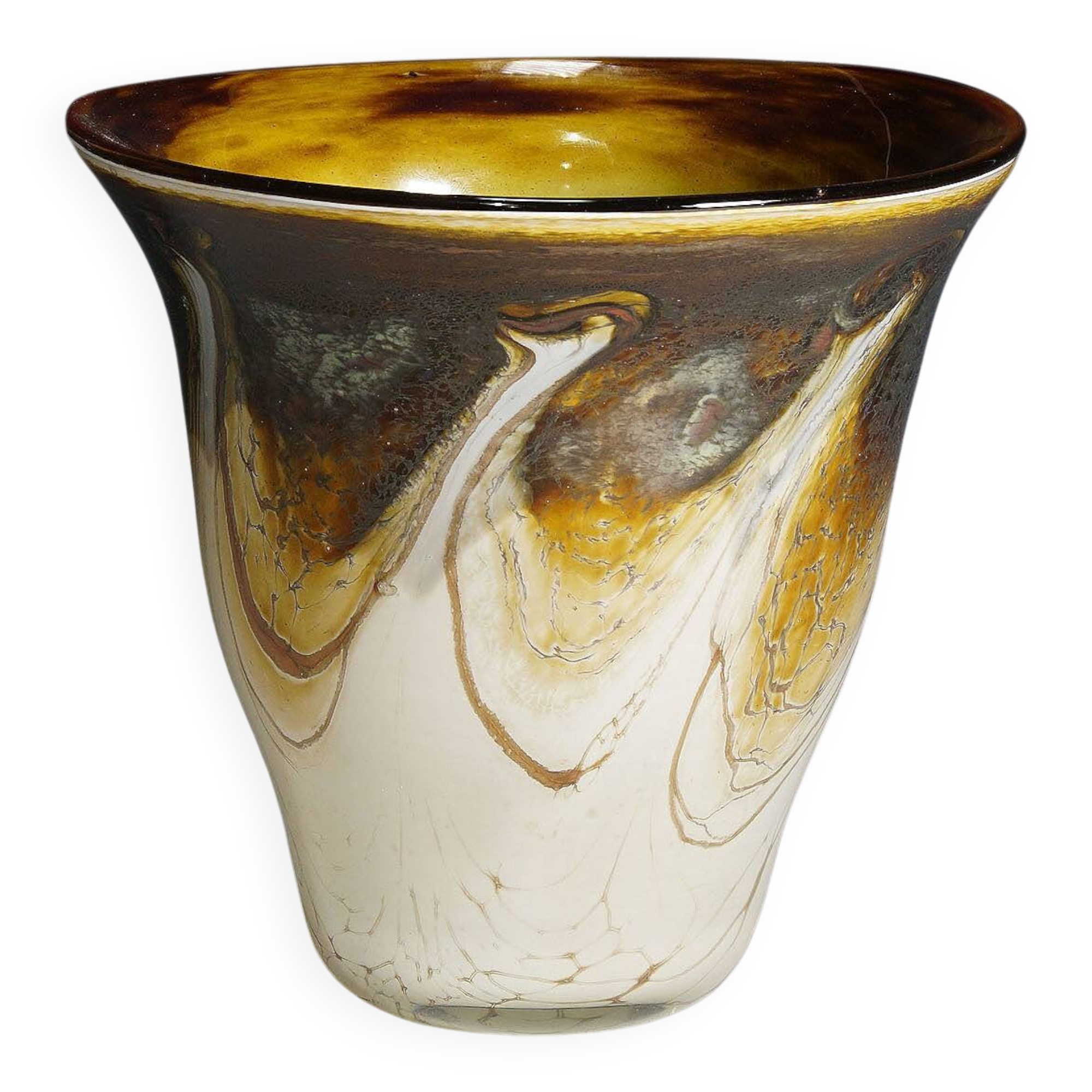Vintage marbled glass vase designed by Richard Glass around 1980.