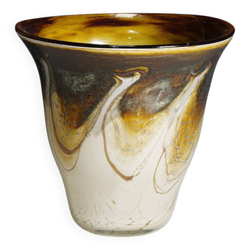 Vase en verre marbré vintage conçu par Richard Glass vers 1980