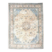 Tapis persan fait main en laine et coton marron clair des années 1970 295x394