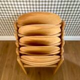 Set of 5 MMO chairs in thermoformed wood - circa 1980.