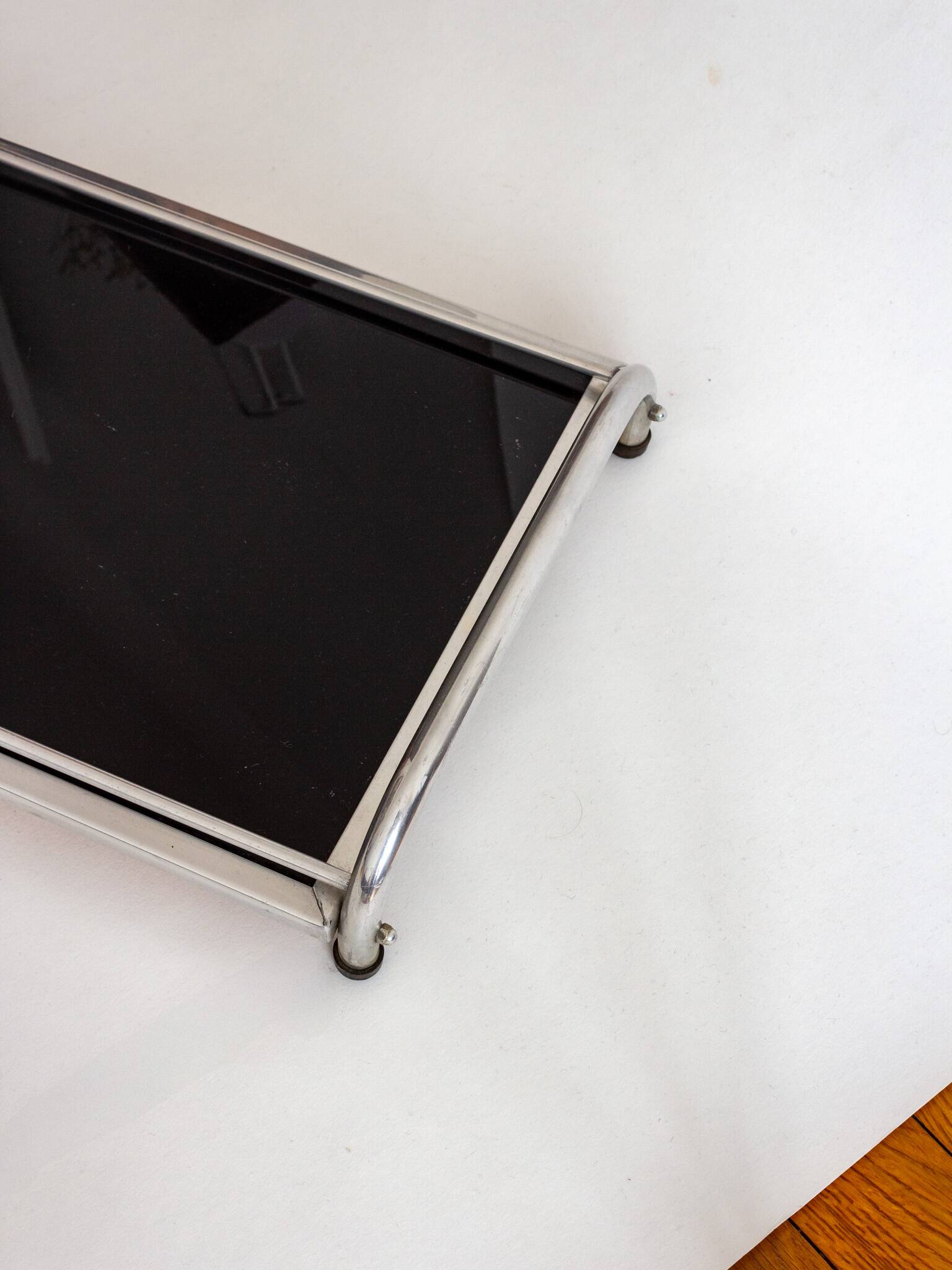 Aluminum and glass tray, Italy, 1950s/1960s