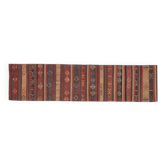 Tapis de couloir kilim vintage turc fait main en laine orange et grise