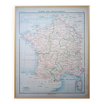 Imprimée en 1896, la France et ses départements.