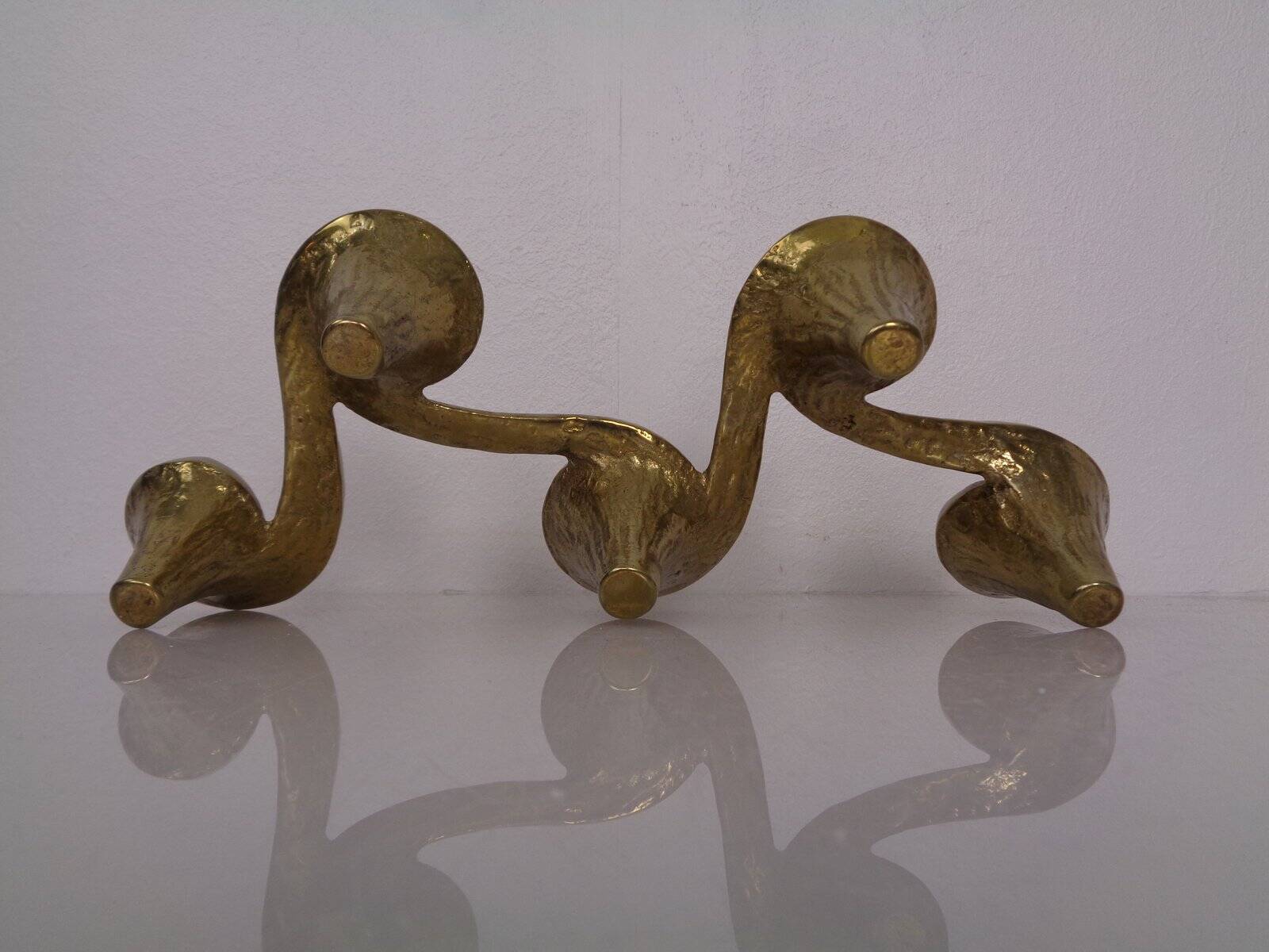 Large Brutalist Bronze Candleholder by Michael Harjes, 1960s