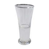 Vase verre transparent liseré argenté