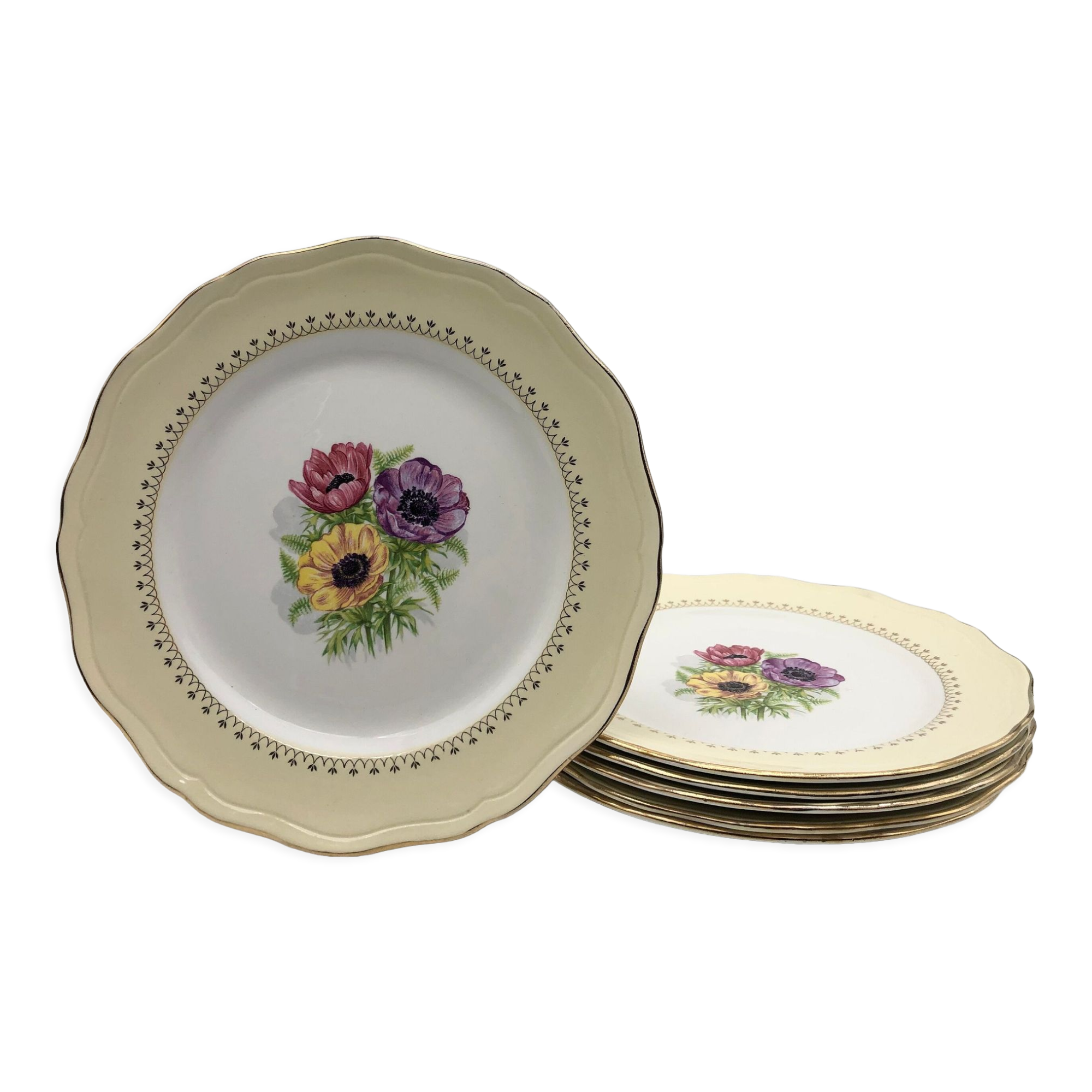 6 flat plates "L'Amandinoise" model "Coopelia"