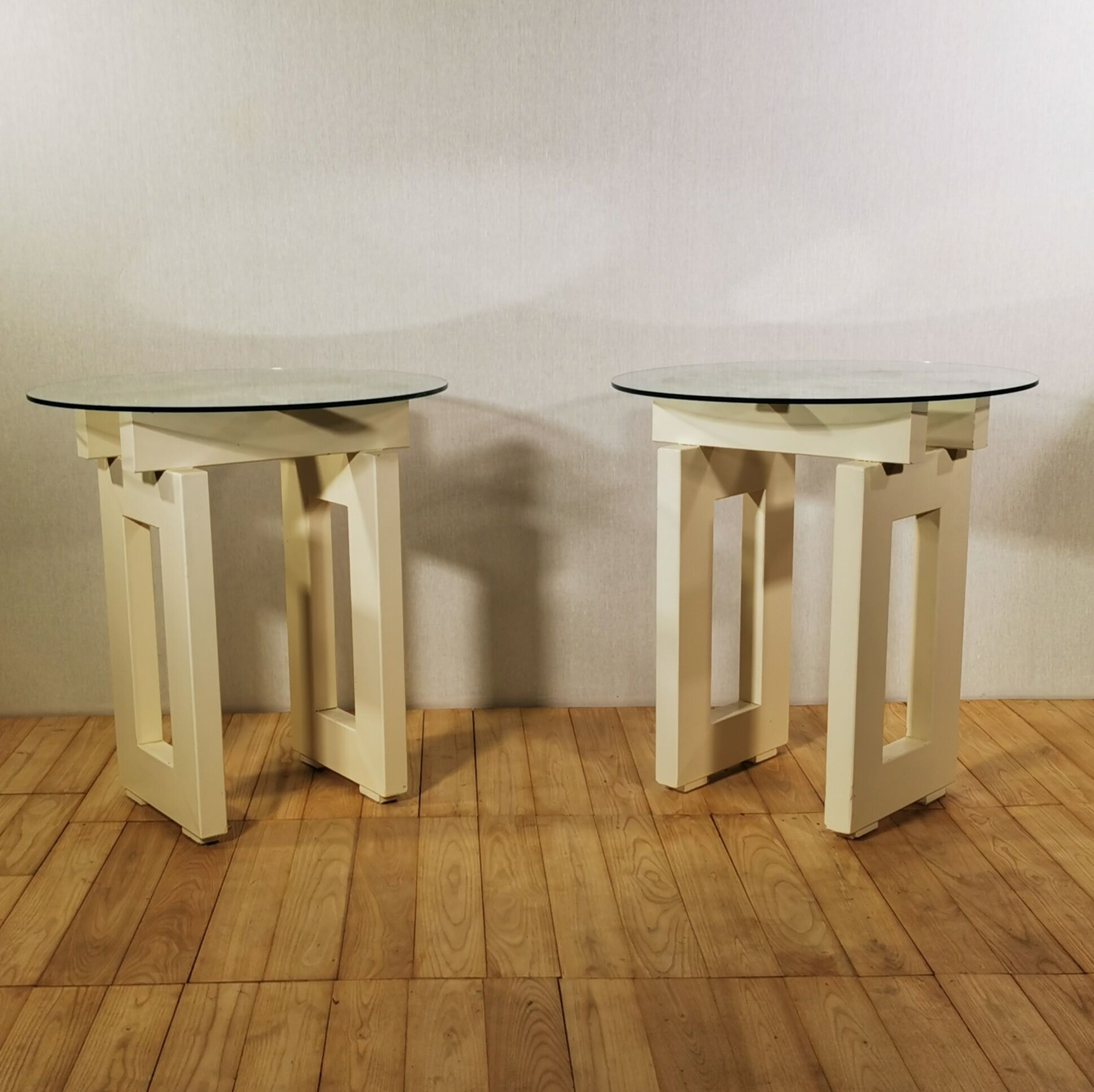 Pair of white painted metal harnesses, circa 1980