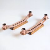 Pair of copper bronze candlesticks