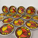 Service assiettes en céramique italienne signé Desimone Italy decor poisson années 60 vintage