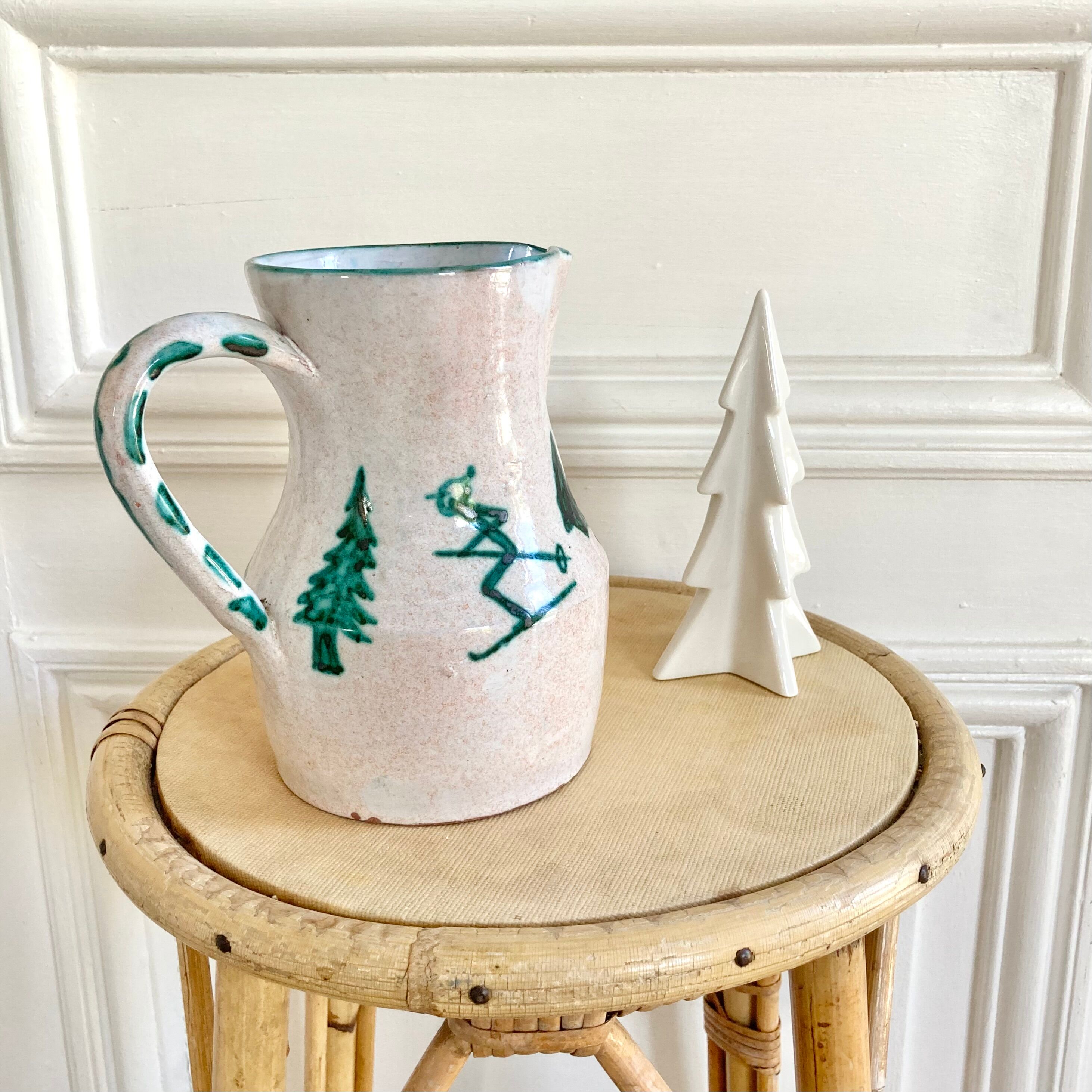 Enamelled pitcher numbered chalet or mountain décor