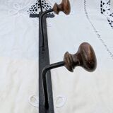 Wrought Iron Riveted Coat Rack with 3 Hooks Antique