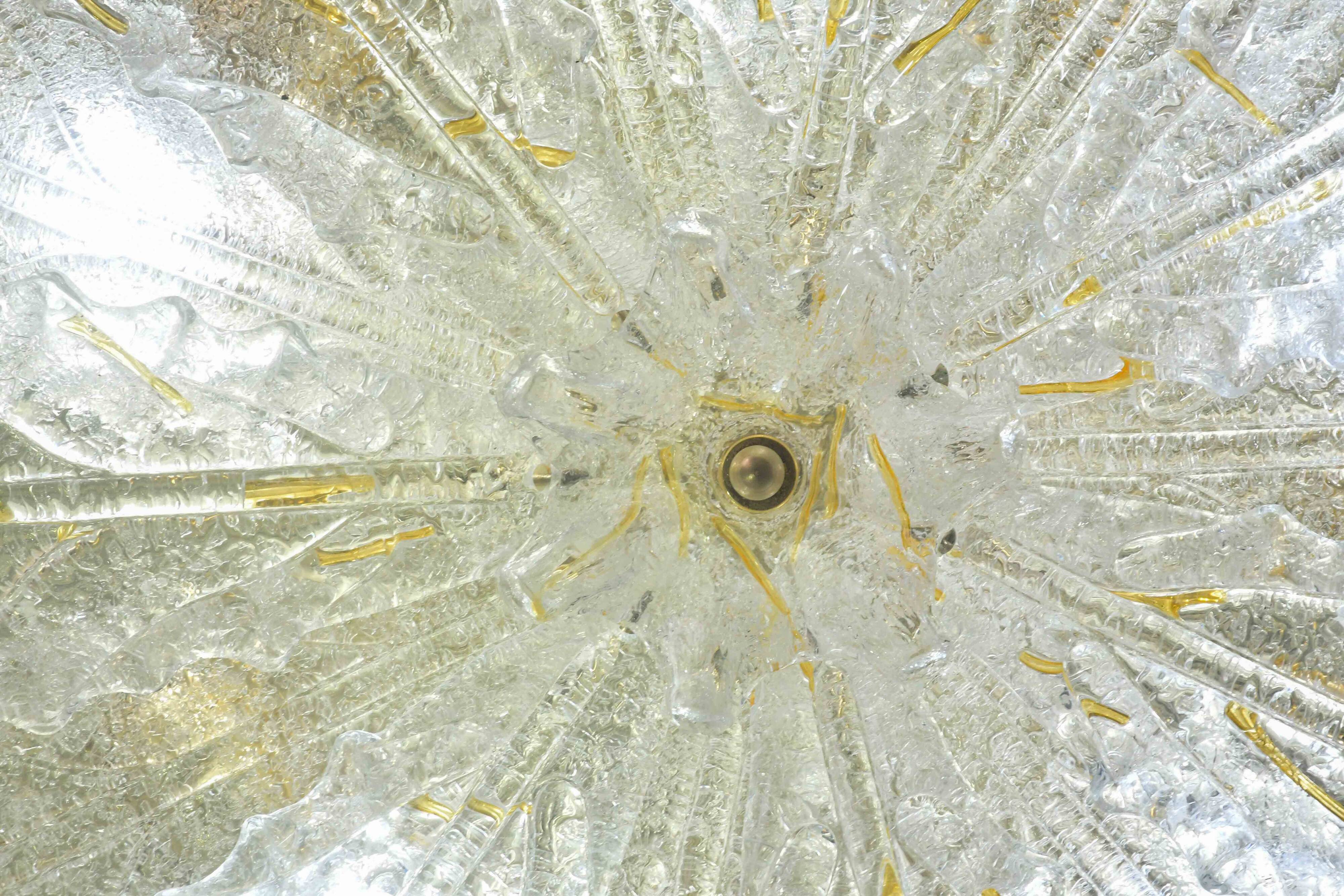 Splendid large size Italian Murano glass yellow and transparent ceiling light