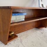 Vintage solid oak geometric wall shelf
